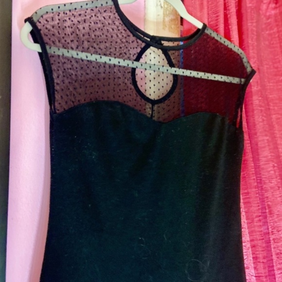 Unique Vintage Mesh Polka Dot Slim Fit Keyhole Top Tailored Goth Women’s Medium - Picture 3 of 3